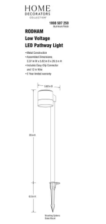 Rodham 241 Lumen Low Voltage Silver Hardwired Integrated LED Weather Resistant Outdoor Landscape Path Light