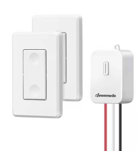 15 Amp High Power Wireless Remote Control No In-Wall Wiring Light 3-Way Switch Kit