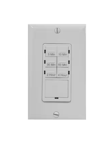 TORK 5-Minute to 4-Hour Indoor In-Wall Countdown Digital Lighting and Appliance Timer, White R5M4HW