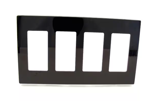 Leviton 4-Gang Black Decora/Rocker Polycarbonate Standard Screwless Wall Plate (1-Pack) 80312-SE 80312-SE