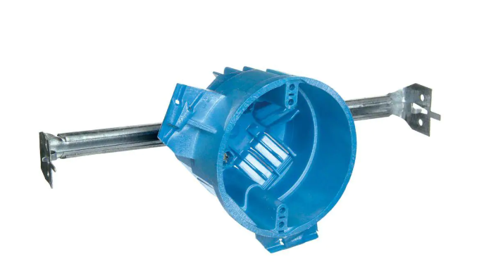 4 in. 24.5 cu. in. Hard Shell Electrical PVC New Work Electrical Ceiling Box with Adjustable Hanger Bar