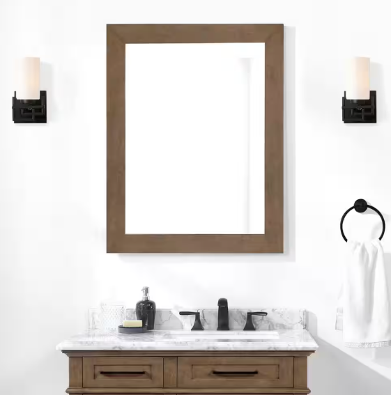Home Decorators Collection Sonoma 28 in. W x 36 in. H Rectangular Framed Wall Mount Bathroom Vanity Mirror in Almond Latte Sonoma BMR-AL