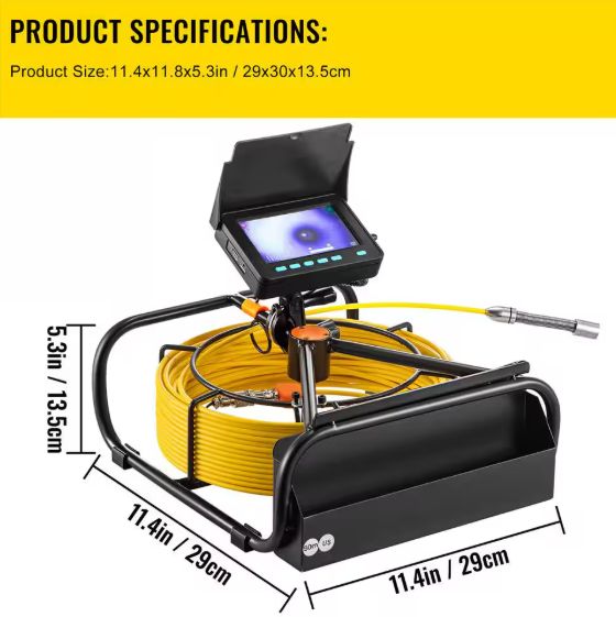 SKYSHALO Pipeline Inspection Camera 4.3 in. Screen Sewer Camera IP68 with DVR Function, 164 ft. Snake for Home Drain Plumbing GDKSYYC-4.3505HP0V0-0522