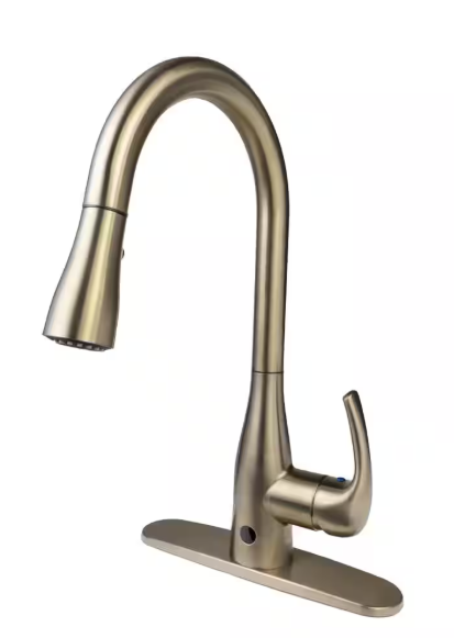 FLOW Motion Activated Single-Handle Pull-Down Sprayer Kitchen Faucet in Champagne Gold FLOW-CMP