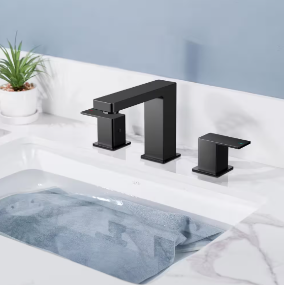 Androme 8 in. Widespread Double-Handle Bathroom Faucet with Pop-Up Drain 3-Hole Vanity Sink Faucet Spout in Matte Black H03033B-2