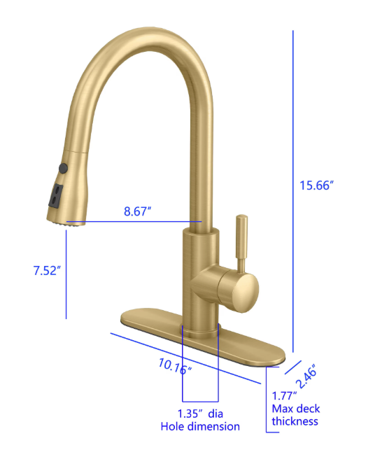 Glacier Bay- Garrick Single-Handle Pull-Down Sprayer Kitchen Faucet in Matte Gold
