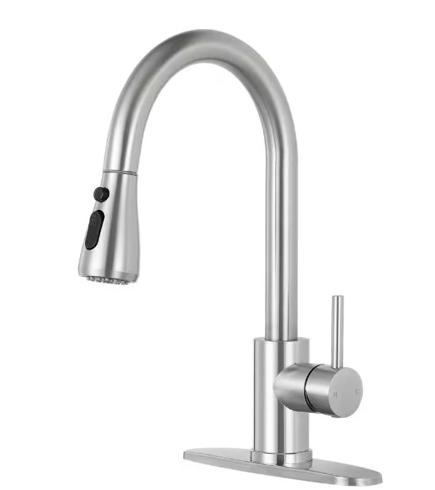 MTTCLE Nickel Brushed 14 in. H Pull Down Sprayer Kitchen Faucet with 360¬∞ Spout Swivel Pull Out Spray Kitchen Sink Faucet KF003N-DP-003