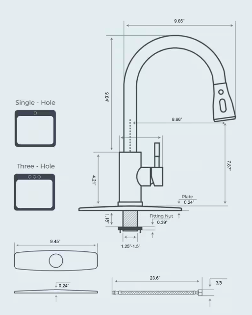 MTTCLE Nickel Brushed 14 in. H Pull Down Sprayer Kitchen Faucet with 360¬∞ Spout Swivel Pull Out Spray Kitchen Sink Faucet KF003N-DP-003
