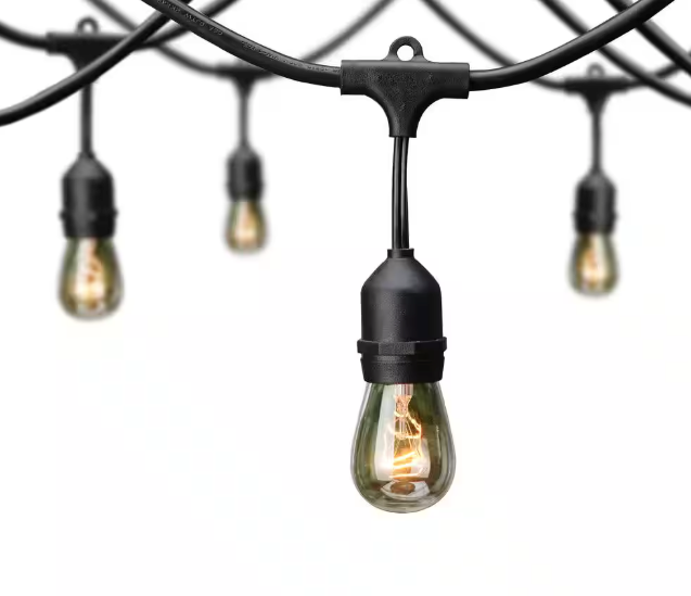 Hampton Bay 12-Light 24 ft. Indoor/Outdoor Plug-In Incandescent Edison Bulb String Light