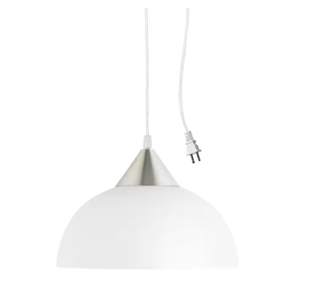 Globe Electric Amris 1-Light 11 in. Plug-In White Hanging Pendant 64413