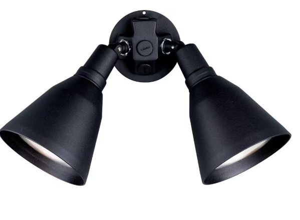 Progress Lighting 2-Light Adjustable Swivel Black Flood Light Par Lampholder Outdoor Wall Light with Cover P5203-31