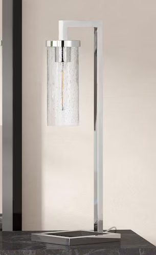 Henn & Hart Malva Polished Nickel Table Lamp with Seeded Glass Shade