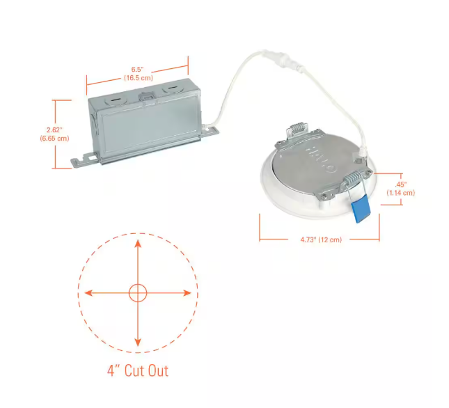 HALO HLBSL 4 in. Can Less Integrated LED, 600 Lumens, 5CCT, White HLBSL406FS5