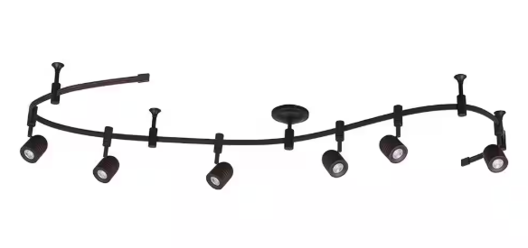 Cresswell Flex Track 8 ft. Bronze Integrated LED Ceiling Mounted Hard Wired Track Lighting Kit with Round Back Head 21903-000
