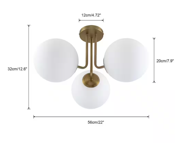 Edislive Lueck 22 in. 3-Light Modern Sputnik Globe Semi Flush Mount