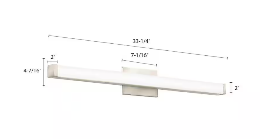Lithonia Lighting 27-Watt 36 in. 1 Light Brushed Nickel LED Vanity Light Bar Switchable Light Color FMVCSLS 36IN MVOLT 30K35K40K 90CRI BN M4