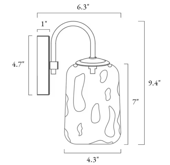 LNC Gunmetal Gray 1-Light Wall Light Modern Brass Mason Jar Textured Glass Shade Powder Room Bathroom Vanity Light LRMVJM290W1E8C
