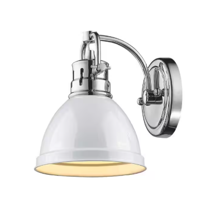 Golden Lighting Duncan Chrome 1-Light Bath Light with White Shade
