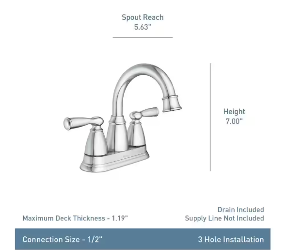 MOEN Banbury 4 in. Centerset Double Handle Bathroom Faucet in Brushed Nickel