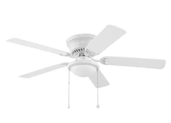 Hampton Bay Hugger 52 in. LED Indoor White Ceiling Fan with Light Kit AL383LED-WH