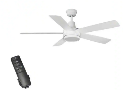Hampton Bay Fanelee 54 in. White Color Changing LED Matte White Smart Ceiling Fan with Light Kit and Remote Powered by Hubspace 52130