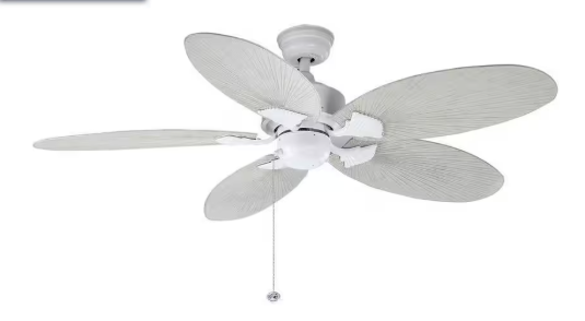 Hampton Bay Lillycrest 52 in. Indoor/Outdoor Matte White Ceiling Fan with Downrod and Reversible Motor; Light Kit Adaptable 32718