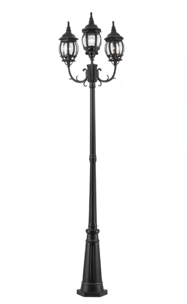 Bel Air Lighting Parkway 7.6 ft. 3-Light Rust Outdoor Lamp Post Light Fixture Set with Clear Glass 4090 RT