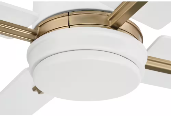 CRAFTMADE Teana 52 in. Indoor Tri-Mount White/Satin Brass Ceiling Fan, Integrated LED Light & 4 Speed Wall Control Included 647881248789