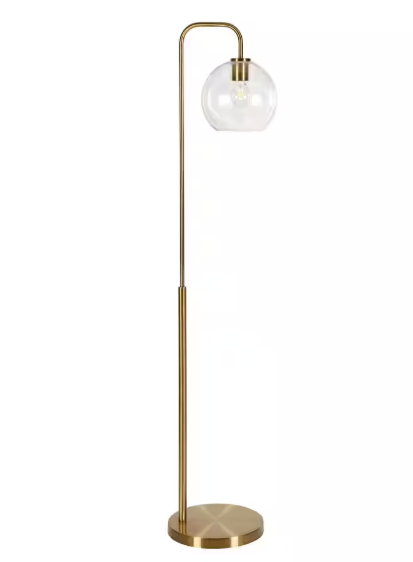 Meyer&Cross Harrison 62 in. Brass Finish Arc Floor Lamp with Glass Shade FL0294