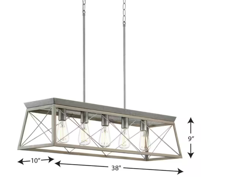 Progress Lighting Briarwood Collection 5-Light Bleached Oak Farmhouse Linear Island Chandelier Light P400048-141