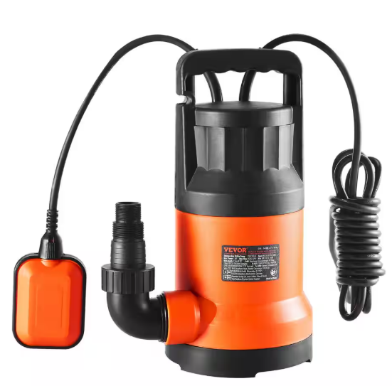 VEVOR 1 HP Thermoplastic Utility Pump 4000GPH Sump Pump Submersible Water Pump with 10 ft. Long Power Cord QSSZBSL10HP08XUGUV1