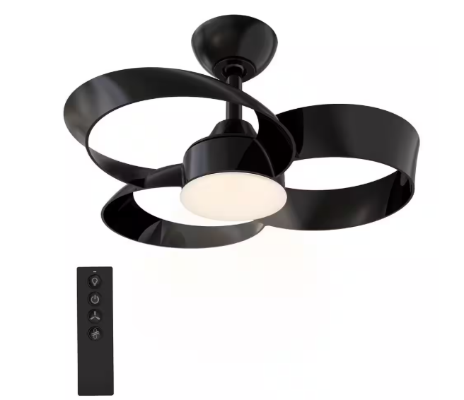 Breezism Windora 22 in. Indoor Matte Black Ceiling Fan with Dimmable Integrated LED Light and Remote Control X483-BK