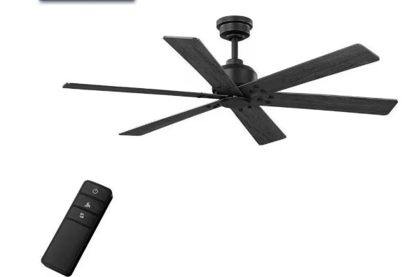 Home Decorators Collection Cortaine 54 in. Indoor/Outdoor Matte Black Ceiling Fan with DC Motor and Remote Control Included 92396