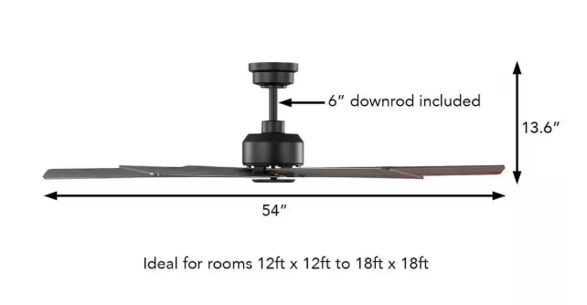 Home Decorators Collection Cortaine 54 in. Indoor/Outdoor Matte Black Ceiling Fan with DC Motor and Remote Control Included 92396