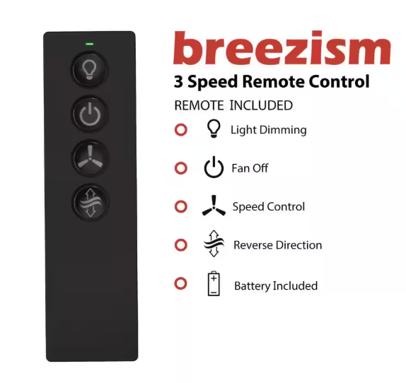 Breezism Windora 22 in. Indoor Matte Black Ceiling Fan with Dimmable Integrated LED Light and Remote Control X483-BK