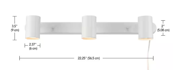 Globe Electric Dale 1.85 ft. 3-Light Matte White Plug-In Linear Track Lighting Kit 60024