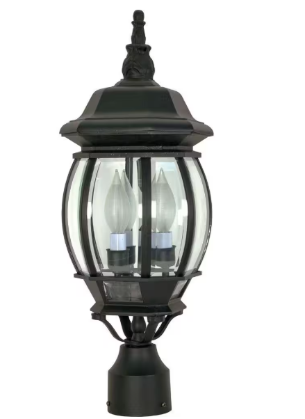 SATCO 3-Light Outdoor Textured Black Post Lantern 60/899