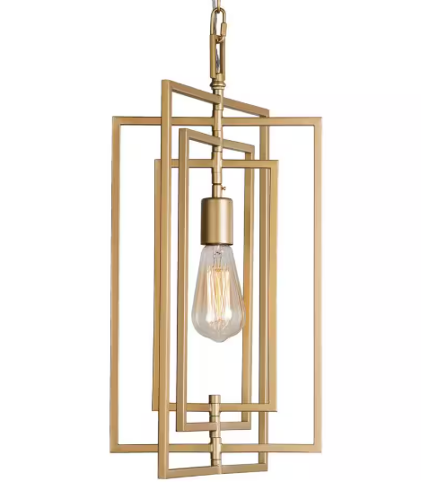 Uolfin Modern Gold Kitchen Island Large Single Pendant Light, 1-Light Geometric Dining Room Chandelier with Swing Frame Tiers 7B2EA2HD23607O6