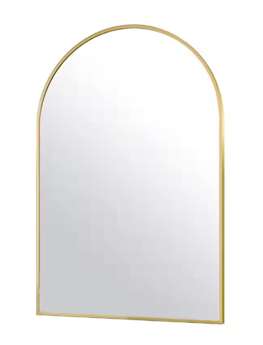 GLSLAND 26 in. W x 38 in. H Arched Metal Framed Wall Bathroom Vanity Mirror Gold A2638GAC