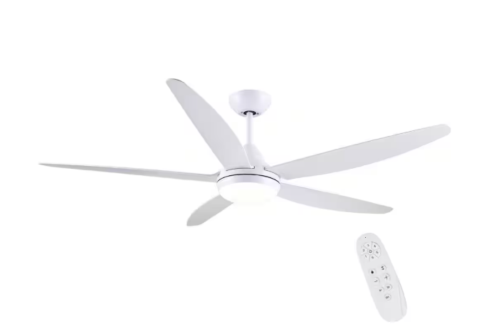 YUHAO Modern Park 56 in. Indoor Integrated Dimmable LED Light kit White Ceiling Fan with DC Motor and Remote Control 56DDC1103WH