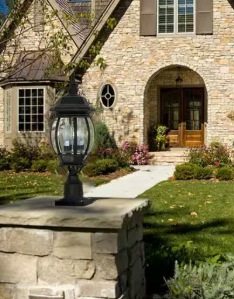 SATCO 3-Light Outdoor Textured Black Post Lantern 60/899