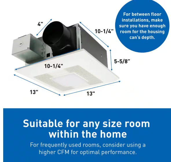 Panasonic WhisperFit DC/LED, Pick-A-Flow 50,80,110 CFM ENERGY STAR Quiet Ceiling Bathroom Exhaust Fan, Flex-Z Fast Install Bracket FV-0511VFL1