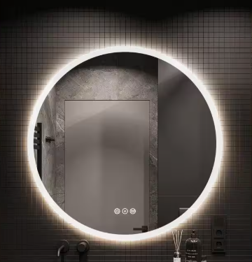 KINWELL 24 in. W x 24 in. H Frameless Round LED Light Bathroom Vanity Mirror UCM3051-60TDMB