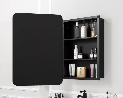 Dovelina 20 in. W x 28 in. H Rectangular Black Recessed/Surface Mount Medicine Cabinet with Mirror HD-2024051610-1