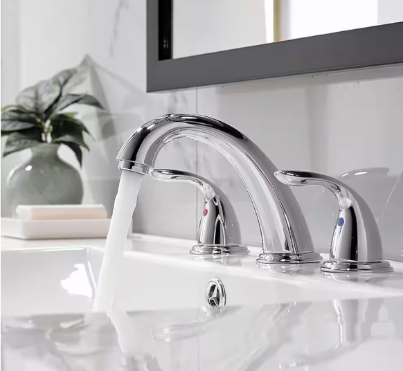 Phiestina Widespread Bathroom Sink Faucet 8 in. 3-Pieces 2 Handles High-Arc with Full-Copper Pop Up Drain and Valve in Chrome HDWF008-5-C