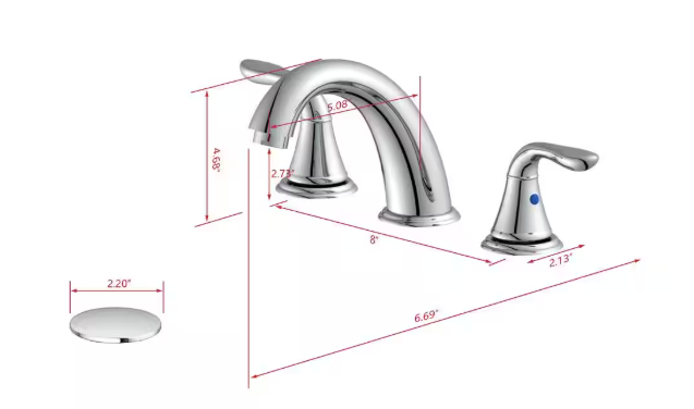 Glacier Bay Ivie 8 in. Widespread 2-Handle Bathroom Faucet in Chrome W2163CB