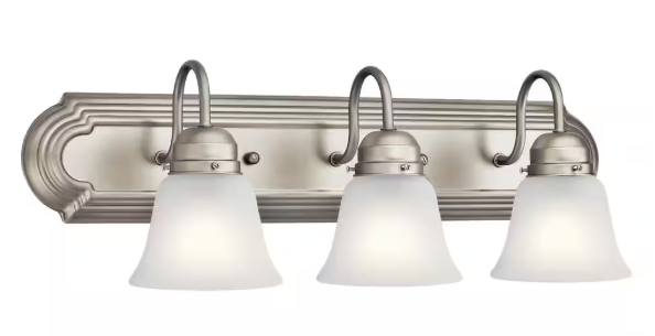 KICHLER Independence 24 in. 3-Light Brushed Nickel Traditional Bathroom Vanity Light with Frosted Glass Shade 5337NIS