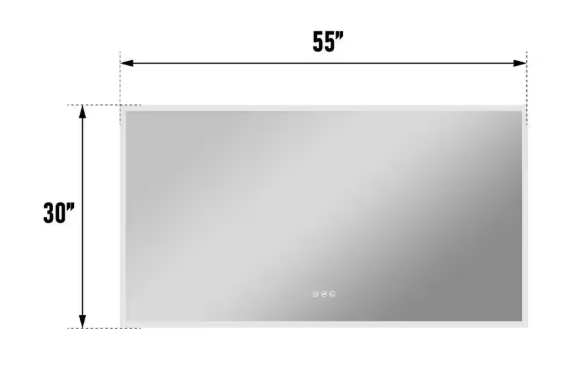 WELLFOR 55 in. W x 30 in. H Rectangular Frameless Anti-Fog LED Light Wall Bathroom Vanity Mirror Frontlit and Backlit W10MRL5530