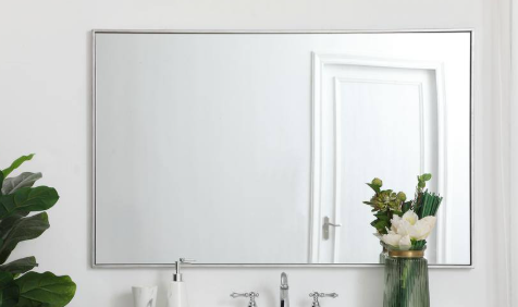 Timeless Home 30 in. W x 48 in. H Contemporary Metal Framed Rectangle Silver Mirror