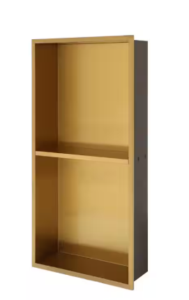 FUNKOL 13 in. x 25 in. Gold Stainless Steel Wall Mounted Shower Niche Double Shelf Shower563XR
